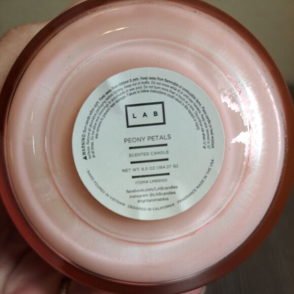 LAB Candle Peony Petals Scented Coconut Wax Pink Jar Floral Hand Crafted - Picture 4 of 8
